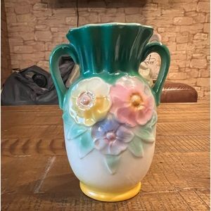 Beautiful vintage vase with pansy type flowers on it made in Czechoslovakia